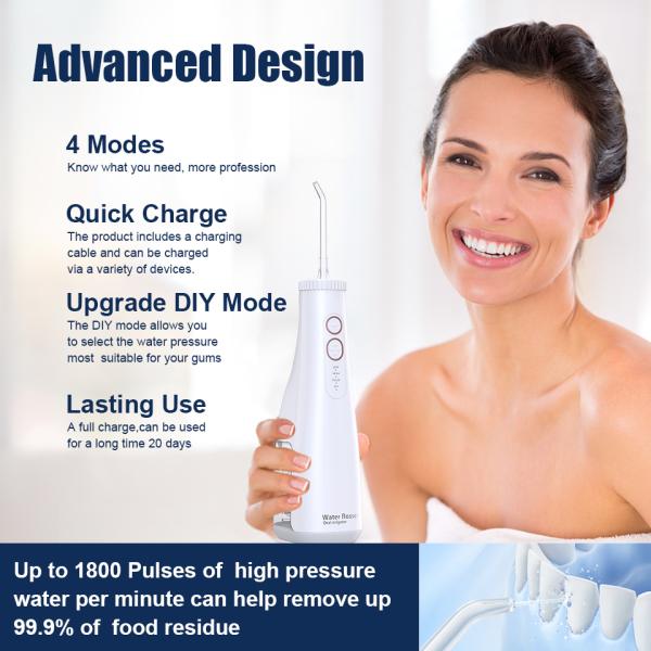 Ipx7 Waterproof Smart Water Flosser Rechargeable Oral Irrigator Quick Charge