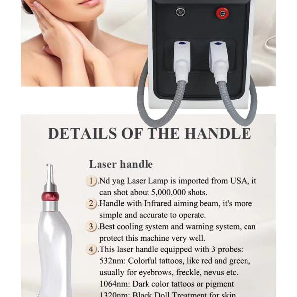 Машина 3 удаления татуировки лазера пикосекунды 1064 Nm в 1 ручке Ipl Rf