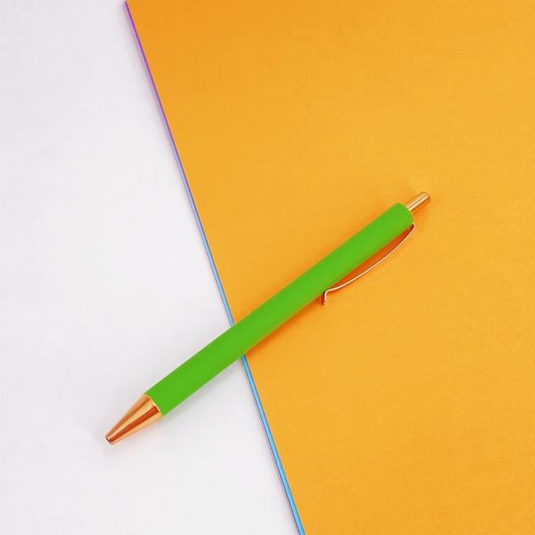 Press Type Business Office Pen Metal Ballpoint Pen With Spray Adhesive Process