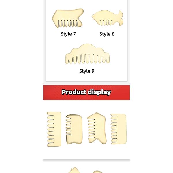 Muscle Massage Gold Gua Sha Board Tool for Natural Brass Guasha Stone Head Massager Hair Health Care Salon Beauty Tool