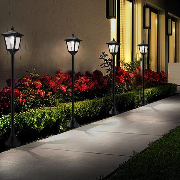 40 Inches Mini Solar Lamp Post Lights Outdoor Solar Powered Street Lights For Lawn Pathway