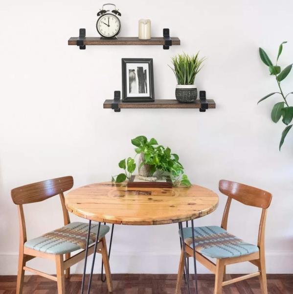 Estantes flutuantes de madeira rústica Parede de armazenamento Triângulo Bracket para tamanho personalizado Industrial