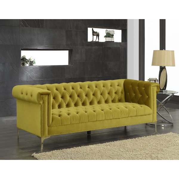 Event rental button chesterfield sofa metal legs sofa with velvet fabric wing nails decorated sofa