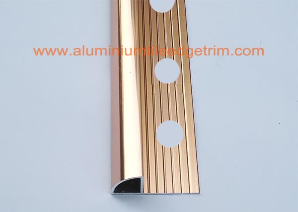 Polished Effect 10mm Aluminium External Corner Tile Trim With Rose Golden