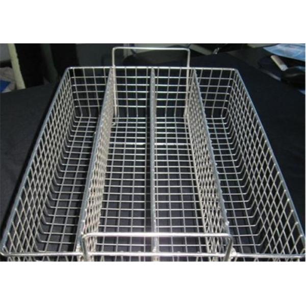 120mm Galvanized Rectangular Wire Baskets With Handles Stainless Steel Polish Woven