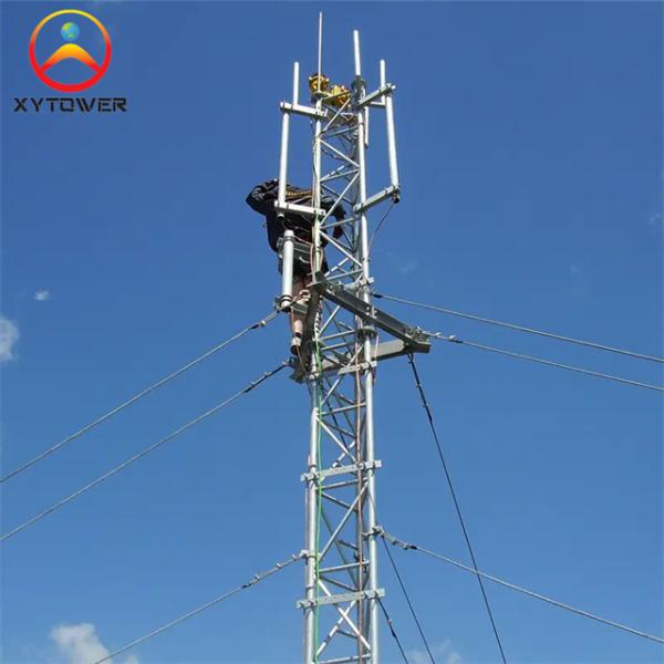 3 Legged Tubular Iron Galvanized Gsm Antenna Guy Wire 30m Lattice Triangle Mast Guyed Tower