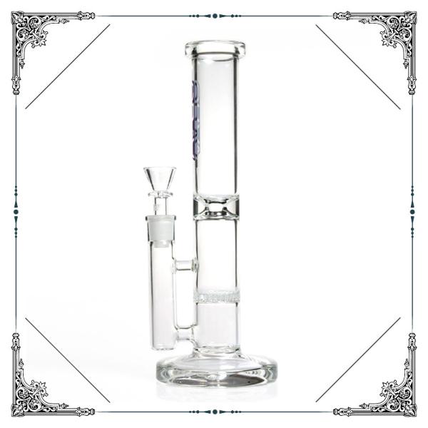 Grav Straigth Tube Glass Water pipes With Honeycomb Perc Bongs Clear Crystal Base