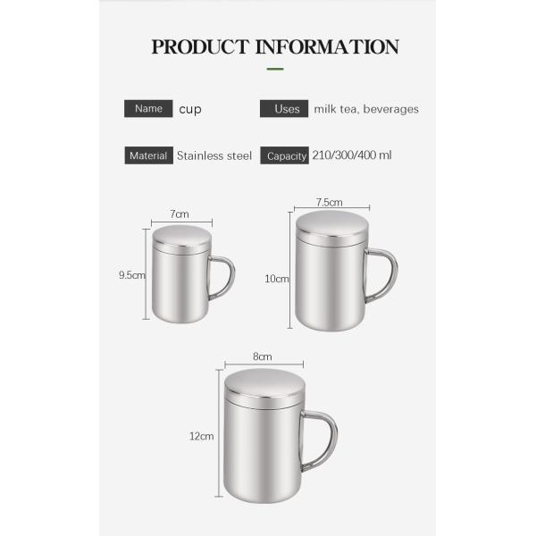 300ml 400ml Double Wall Stainless Steel Beer Mug with Custom Printing Logo and Handle
