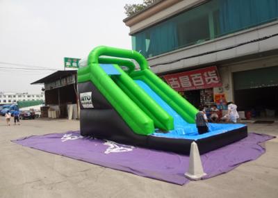 Plato Material Sewing Inflatable Wet Slide , Grenn And Black Water Inflatable Slide