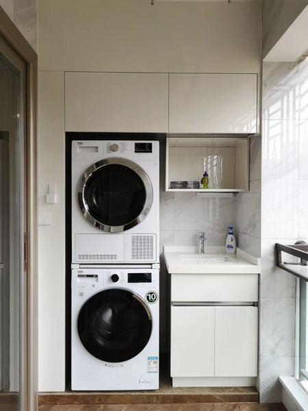 Cream White Stainless Steel Balcony Storage Cabinet Handle Free Design