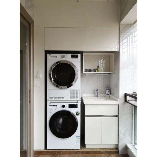 Cream White Stainless Steel Balcony Storage Cabinet Handle Free Design