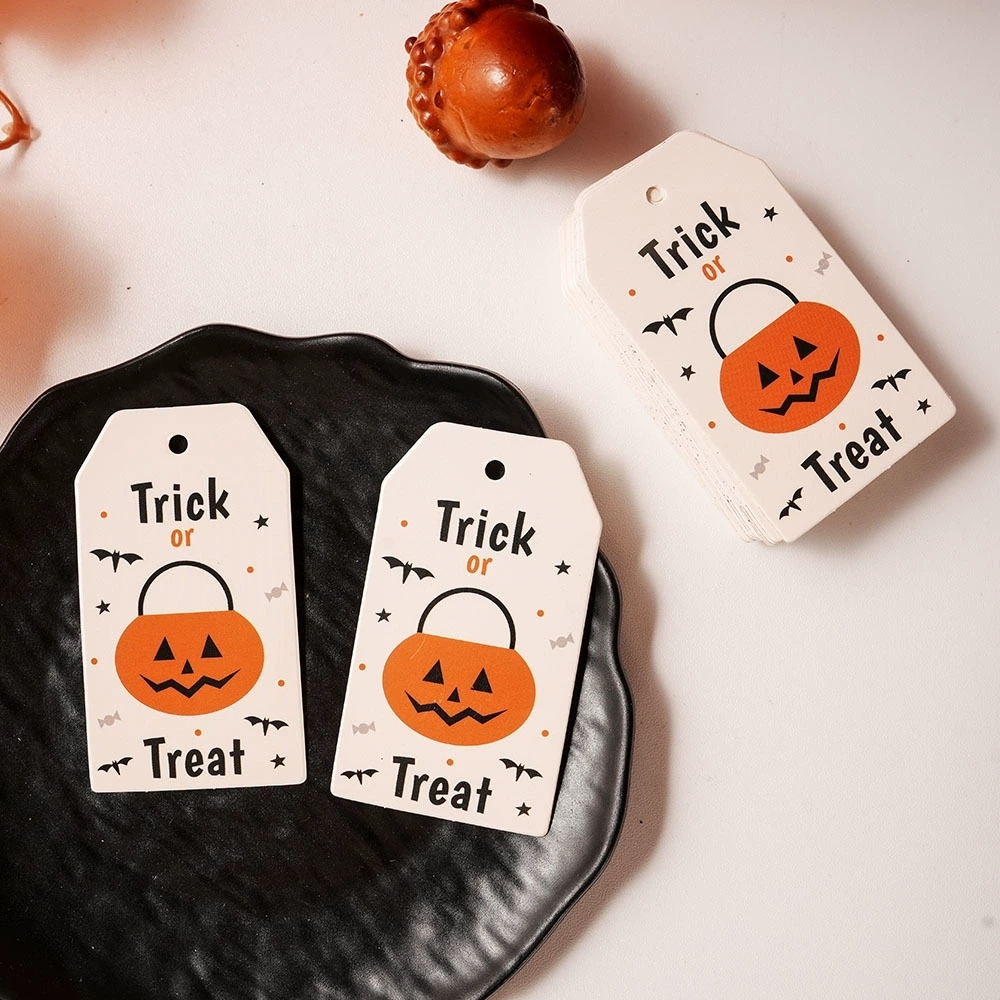 Halloween Paper Hang Tags With Festive Pumpkin And Ghost Prints For Retail