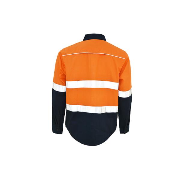 Durable Orange/ Navy Safety Work Clothes Reflective Work Shirts No Pilling
