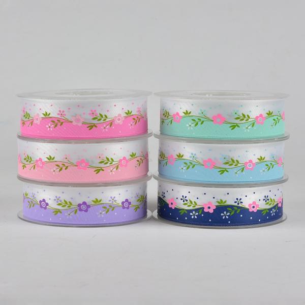 Single Face Custom Heat Thermal Transfer Flowers Ribbon Trim with Plant Printed Sample