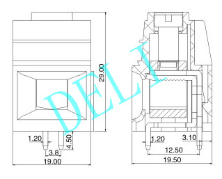 100A 19MM Pitch PCB Connector , Screw Terminal Block Connector DL139-XX-19.0