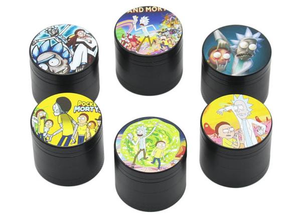 Patterned Zinc Alloy 10 Inch Herb Grinder Flat Animation - Black Style