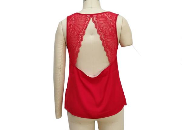Popular Ladies Summer Tank Tops , Holiday Style Lace Back Flounce Tank Top