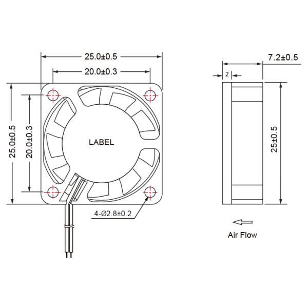 Ventilador de resfriamento estável para impressora 3D 5V DC 3,3V 25x25x7mm para VR