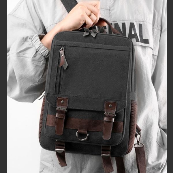 Colefa Double to Single Shoulder Manufacturer Canvas Youth Chest Bag Daypack Commuting Unique Style Multi-compartment Backpack