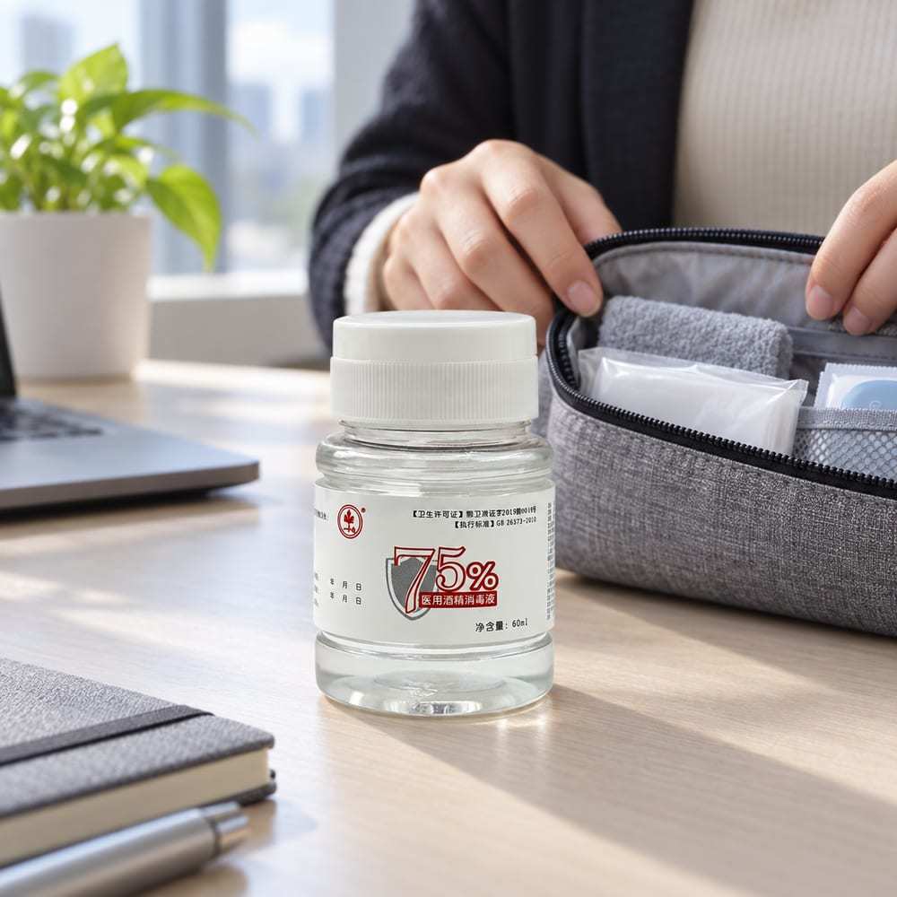 75% Medical Alcohol Disinfectant Liquid in a 60ml Compact Capped Bottle
