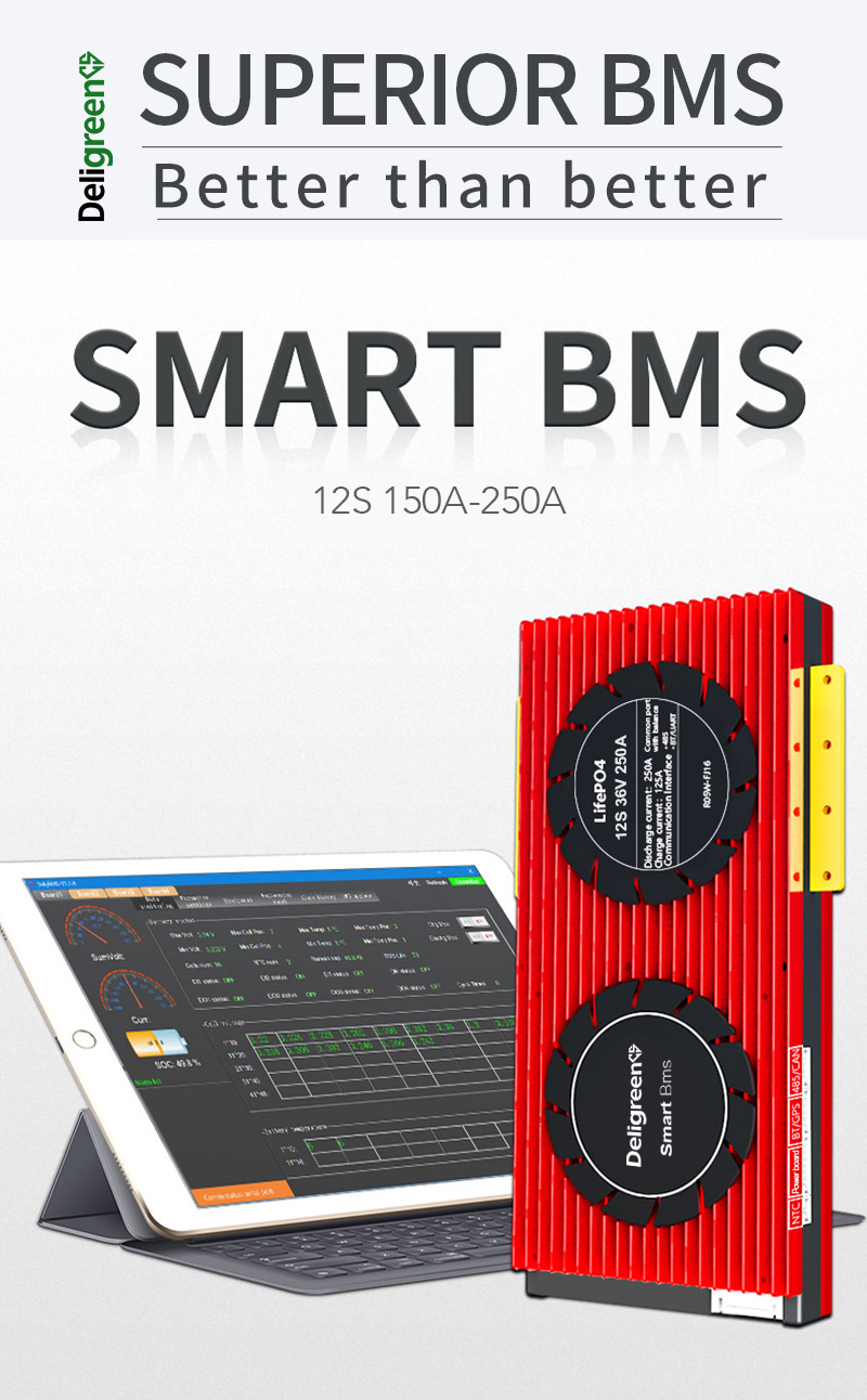 Daly Smart Bms 12S 36V 150A Система хранения солнечной энергии для дома Литий-ионная батарея Ess с Bluetooth/Rs485/Can Parallel Bms