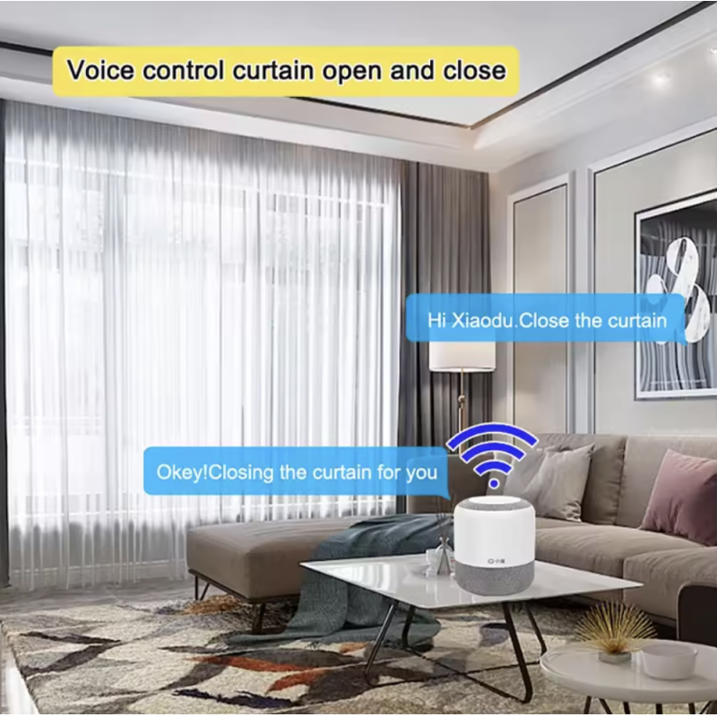 Manual Override Smart Curtain Tracks Built from Aluminum Alloy and Auto Open Close Technology for Window Covering Automation