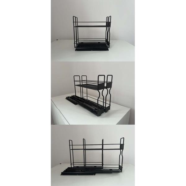 Efficiently Organize Your Bathroom with 2 Layers Sliding Pull Out Spice Rack Organizer