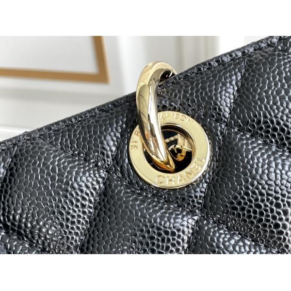 Large Chanel Lychee Leather Caviar Grand Shopping Tote GST Bag