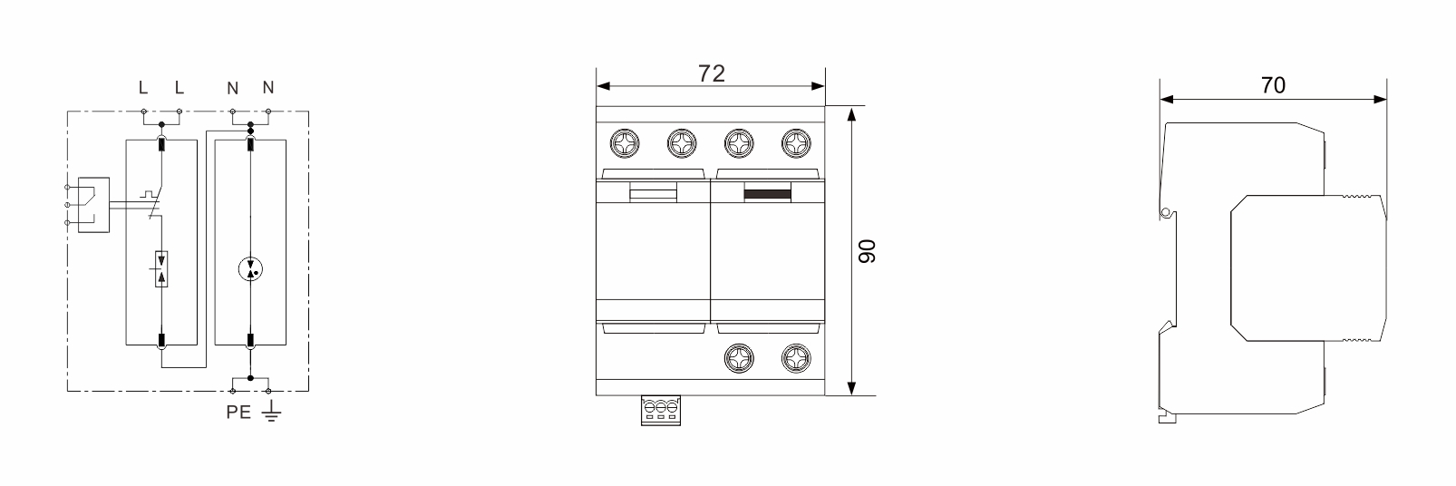 AC 25kA 1+1 BR-25GR Устройство защиты от перенапряжения