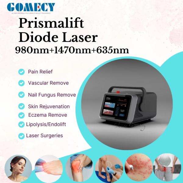 Sistema láser de diodo Gomecy más reciente de 980 nm, 1470 nm y 635 nm para tratamientos de endolifting, cicatrización de heridas y antiinflamatorios