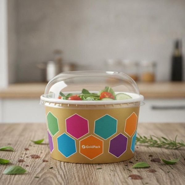 6 Colors Print Leakproof 25oz/750ml Gold Paper Bowl for Catering and Takeaway