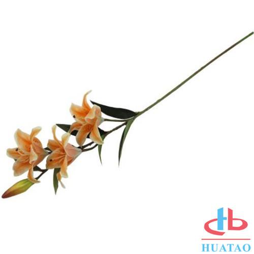 Single 3 Heads Lily Flowers Waterproof Artificial Flowers For Wedding