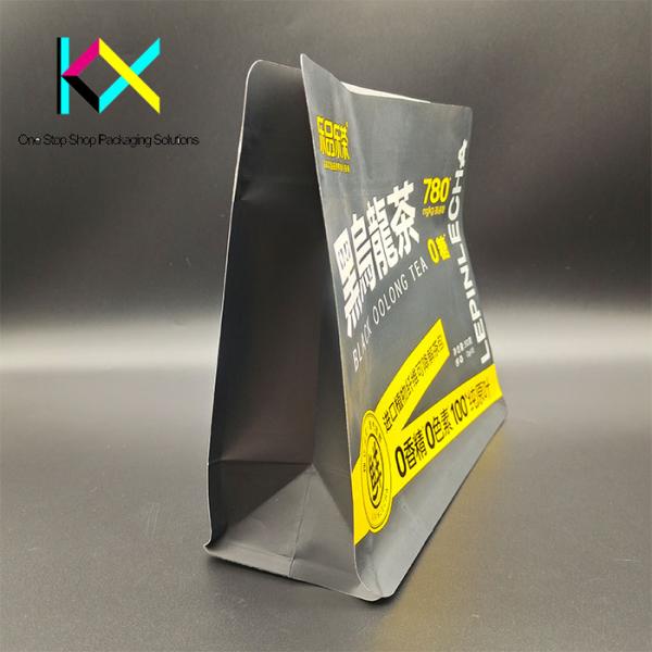 140um Tea Paper Packaging Bag Flat Bottom Pouch With Zipper Tear Notch
