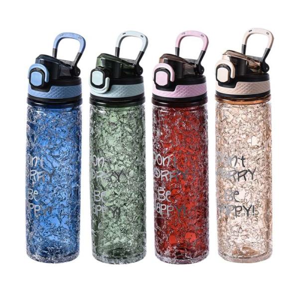 Renewable RPET Stylish 700 Ml Water Bottle Plastic Portable Handle Fashion Plastic Sports Water Bottles For Adults With GRS Certification