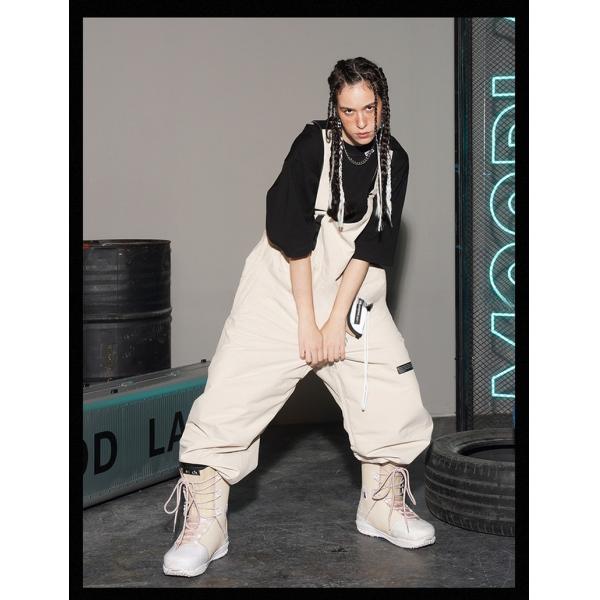 Full Pressure Glue Oblique Collar Solid Color Heated Suspender Pants for Winter Skiing