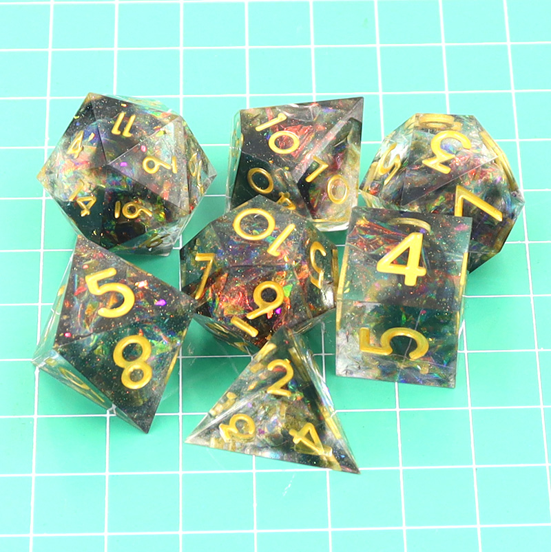 Custom Logo Liquid Core Resin Dice Set 14MM-20MM Polyhedral DND Dice for RPG Games