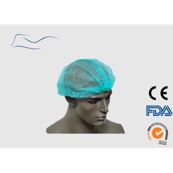 Green Pleated Bouffant Caps , Food Services Industry Use Hair Protector Cap