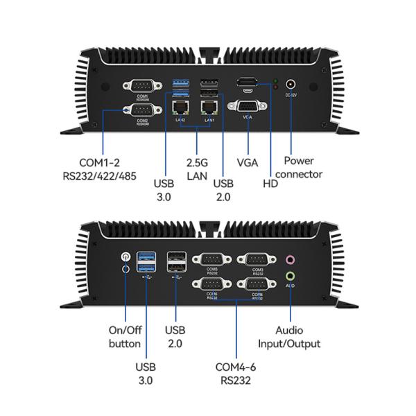 Dual Ethernet 6COM PC industriel avec processeur Intel Core i5 6200U 2 cœurs 4 fils