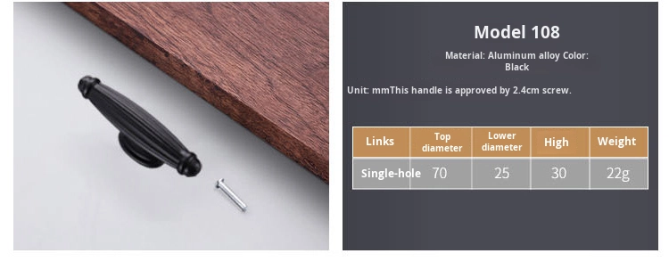 Solid Black Modern European Stainless Steel Alloy Solid Handle for Cabinet Shoe Door Surface Mounting Furniture Hardware