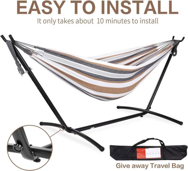 Hammocks with Stand Included, Space Saving Steel V-Type, Standing Hammocks, Indoor Outdoor Patio Yard
