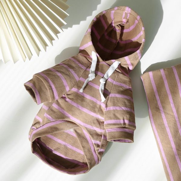 Durable Custom Dog Hoodie Breathable Striped Dog Hoodie Polyester Material Pet Clothing