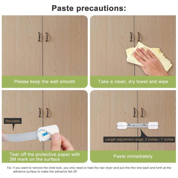 Drawer Cabinet Houseware Plastic Products Adhesive Door Lock Straps For Babies Safety