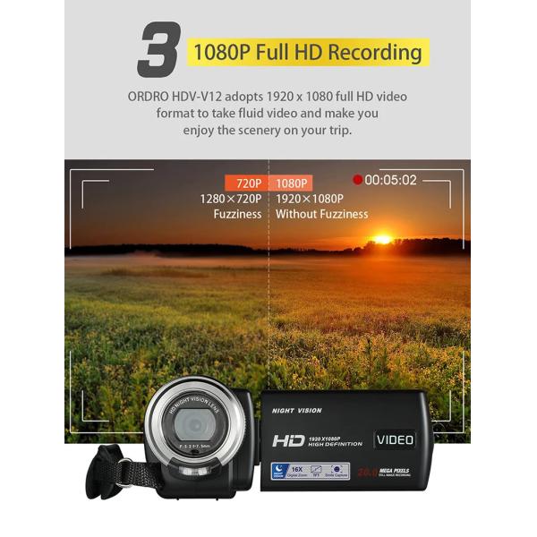 Vlog 4k Digital Video Camera Home Camcorder Film 1080P HD With Infrared Night Vision