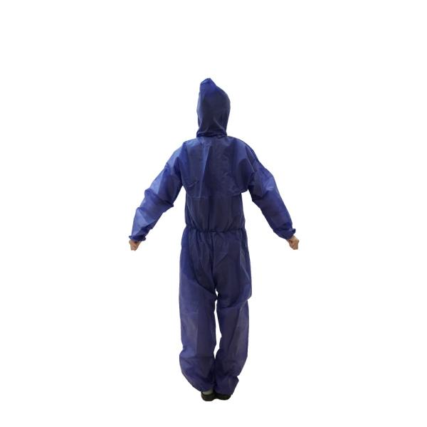 Dark Blue Disposable Isolation Gown , Disposable Protective Coverall With Hood