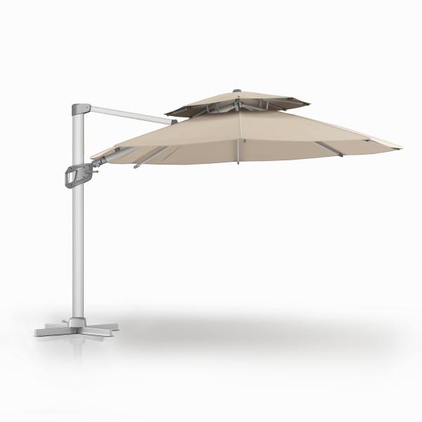 Modern Design AJUNION Commercial Outdoor Umbrella with Waterproof 2-Tier Sun Canopy