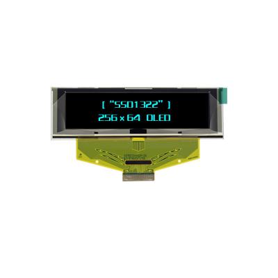 Visor PMOLED de 2,8 polegadas, resolução 256*64, interface I2C/SPI de 30 PINS, tela oled azul/amarela