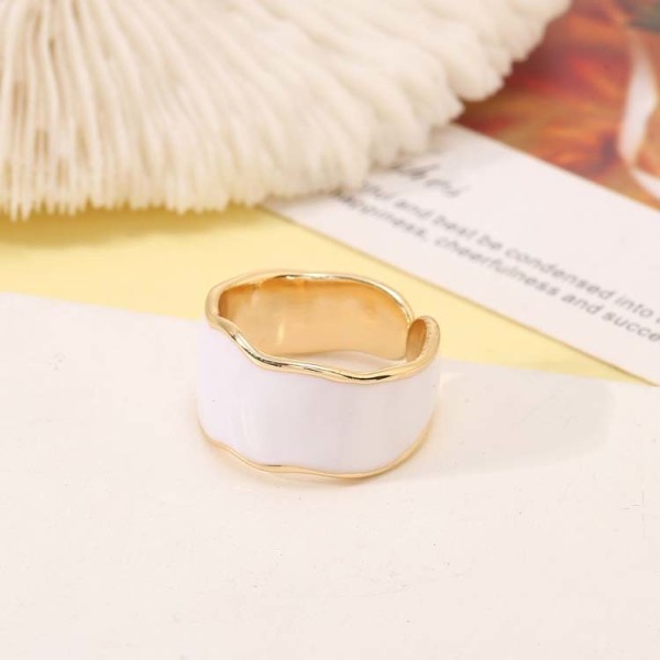 Wholesale  Trendy 14K Gold Plated Adjustable Rings Enamel Chunky Rings Jewelry Women