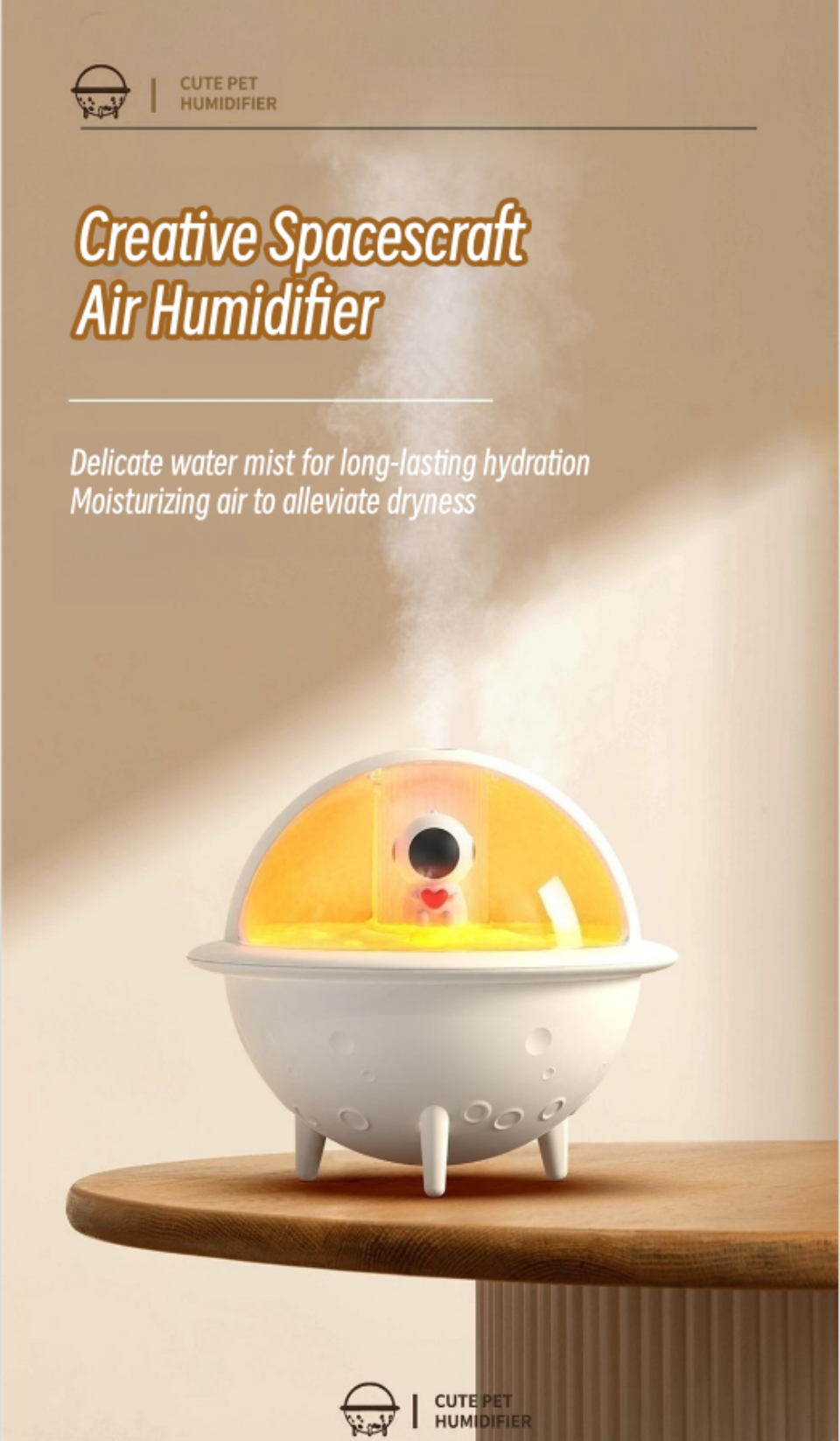 Creative Planet Space Man 250ML Ultrasonic Humidifier With Romantic Warm Light