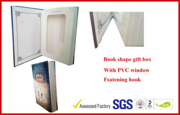 Customized Book Shape Rigid Gift Boxes , CMYK Printed Rigid Gift Boxes with Clear PVC Window