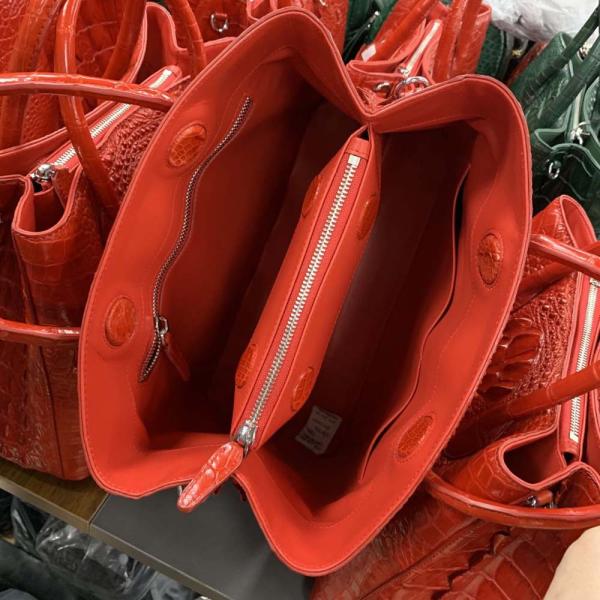 32x28x15cm Artificial Leather Fabric , Microfiber Crocodile Leather Bag